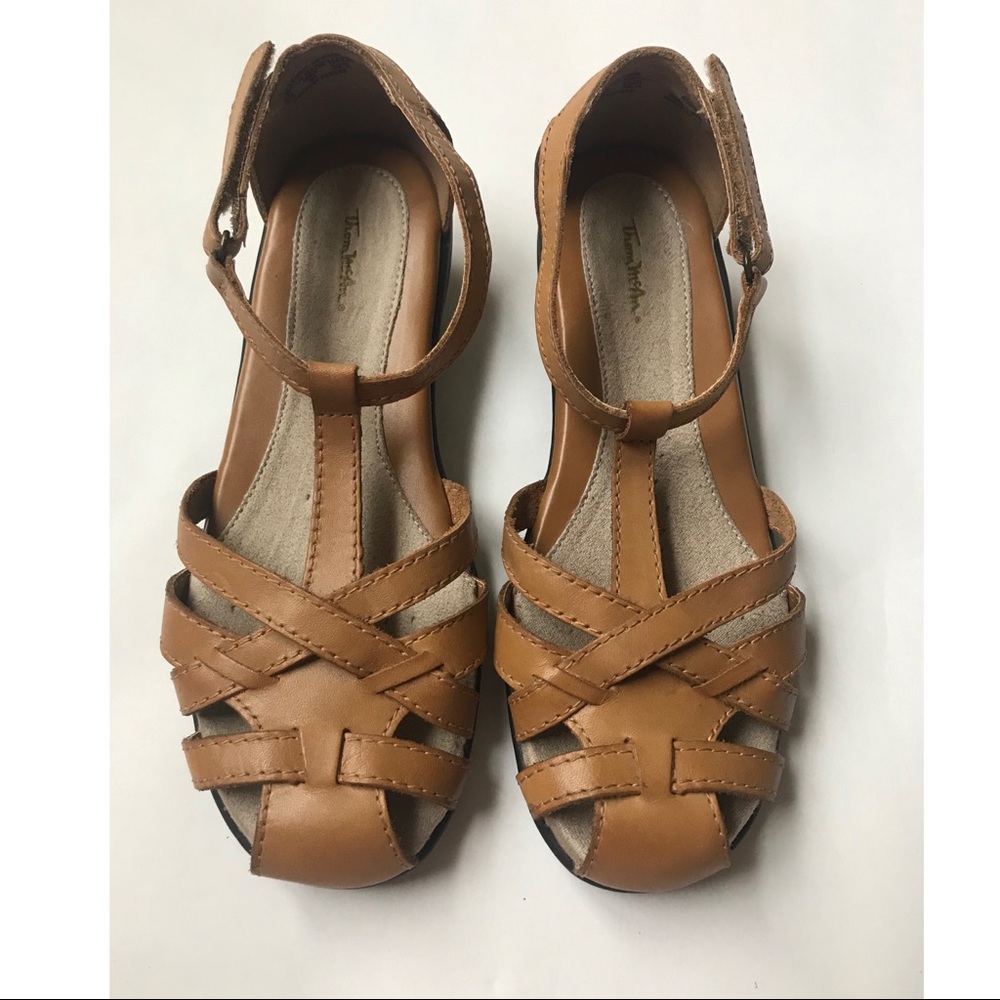 Thom McAN Size 7W Brown Leather Sandals Flats.New